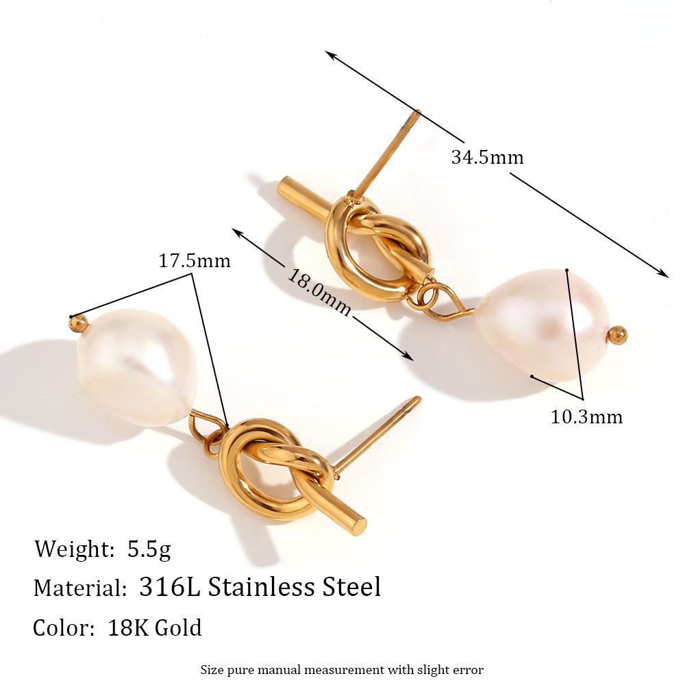 Ladies 10 styles Imitaion Pearl 18k Gold Waterproof Stainless Steel Earrings