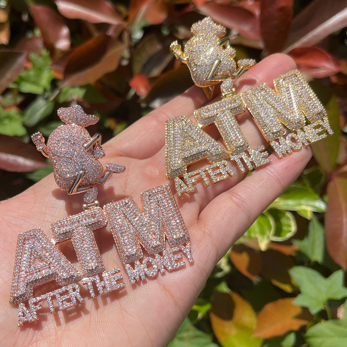 ATM | After The Money 24k Silver Rose Flooded Ice Hip Hop Chain Pendant