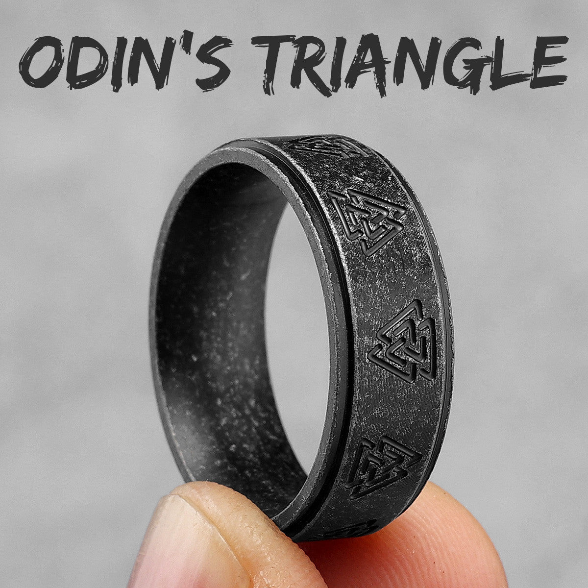 Vintage Nordic Viking | 316L Solid Stainless Steel Odin's Triangle Men's Rings