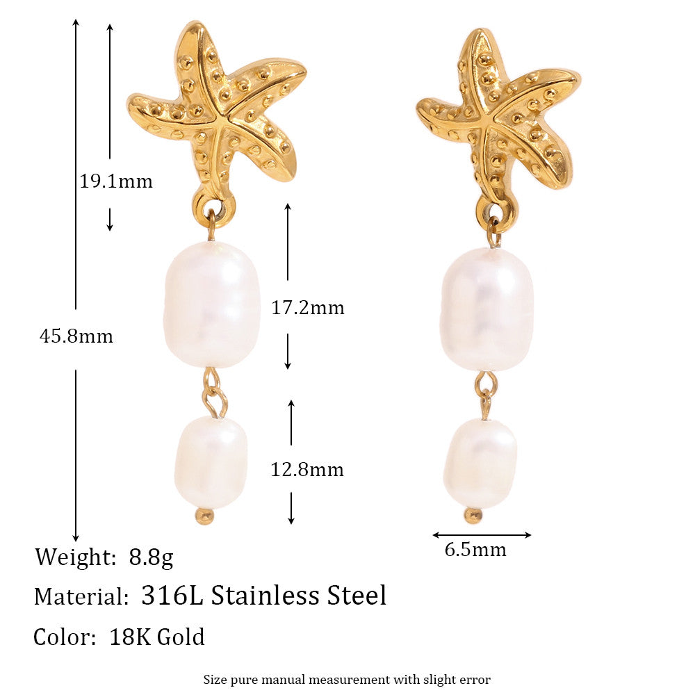 Ladies 10 styles Imitaion Pearl 18k Gold Waterproof Stainless Steel Earrings