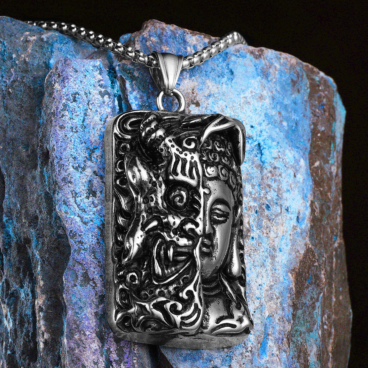 Buddhism Demon| 316L No Fade Stainless Steel Half Devil Half Buddha Amulet Pendant