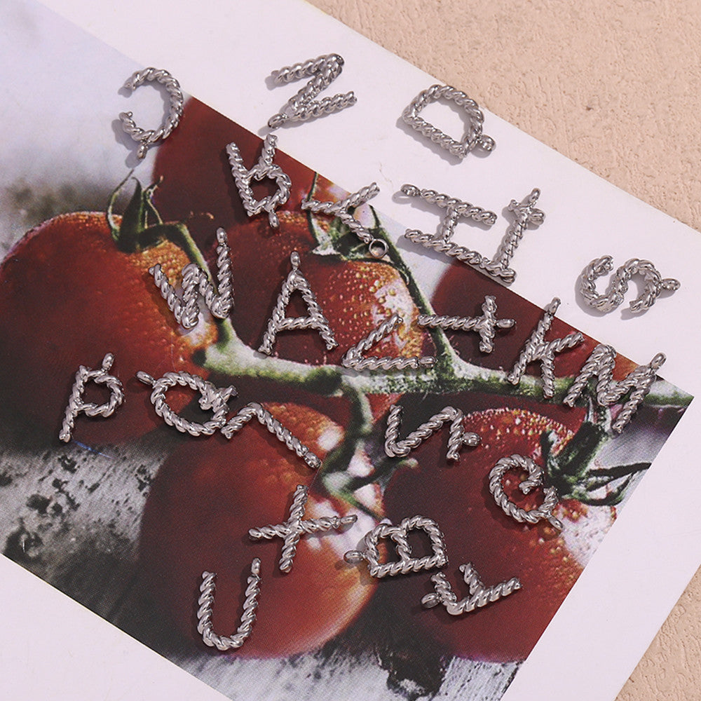 18k Gold Silver Tarnish Free Stainless Steel Mini Twisted Letter Pendant Necklaces