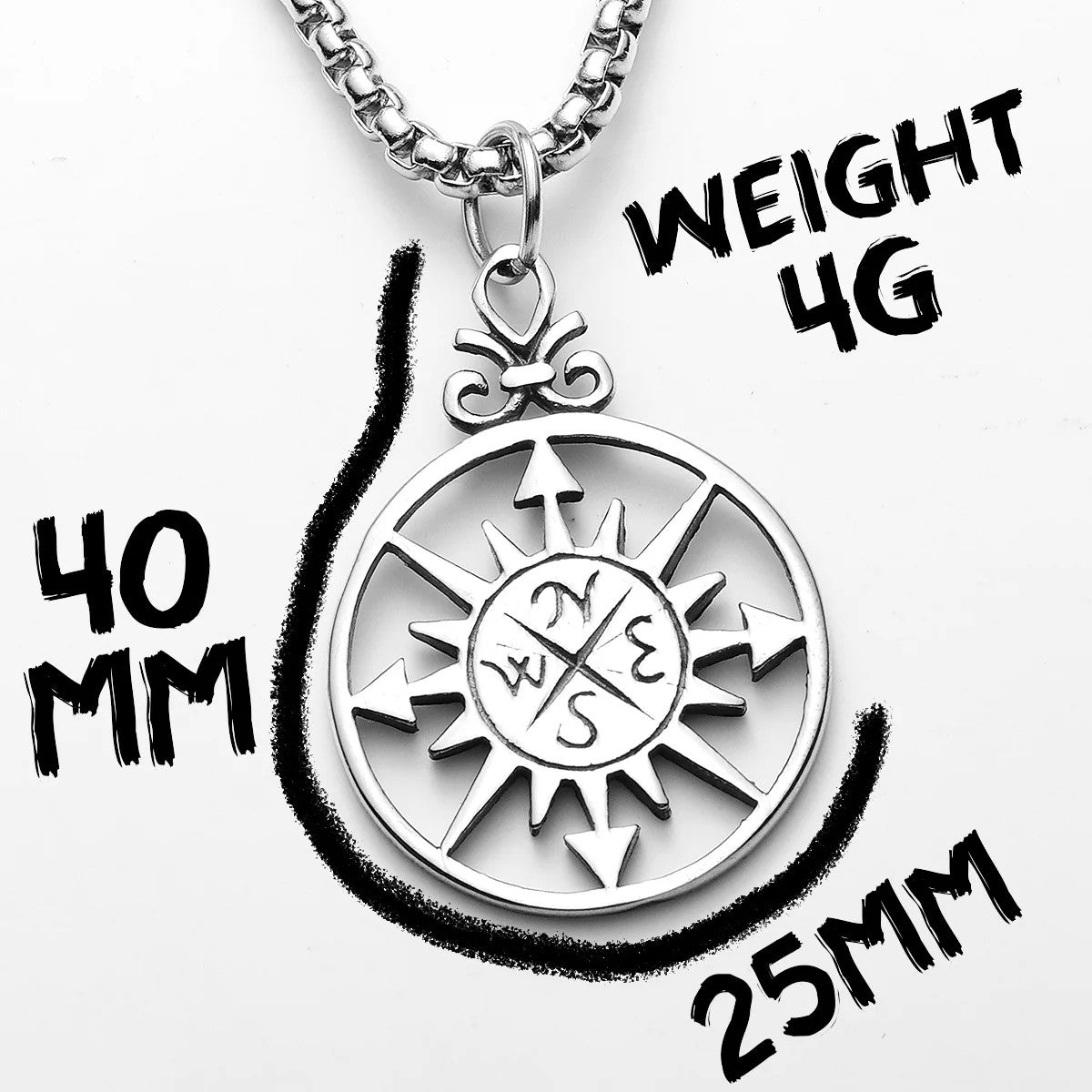 Compass | 316L Sold Stainless Steel Nautical Navigator Symbol Pendant
