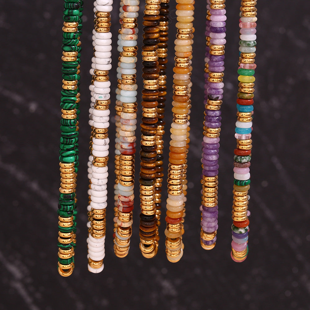 Natural Stone Tiger Eye Necklace Water Resistant 316L Stainless Steel 18K Gold Jewelry