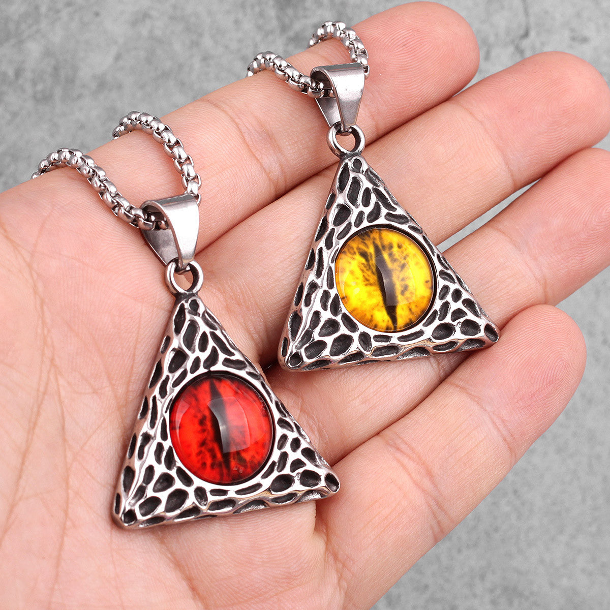 Demon Eye | Solid Stainless Steel Red Yellow Demon Eye Amulet Street Wear Pendant