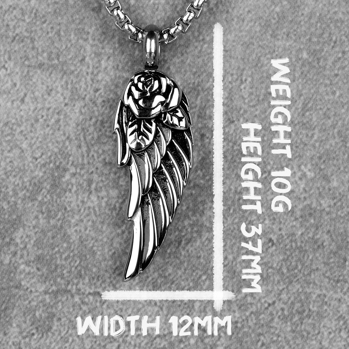 Rose Angel Wings |316L No Fade Stainless Steel Street Wear Pendant Chain Necklace