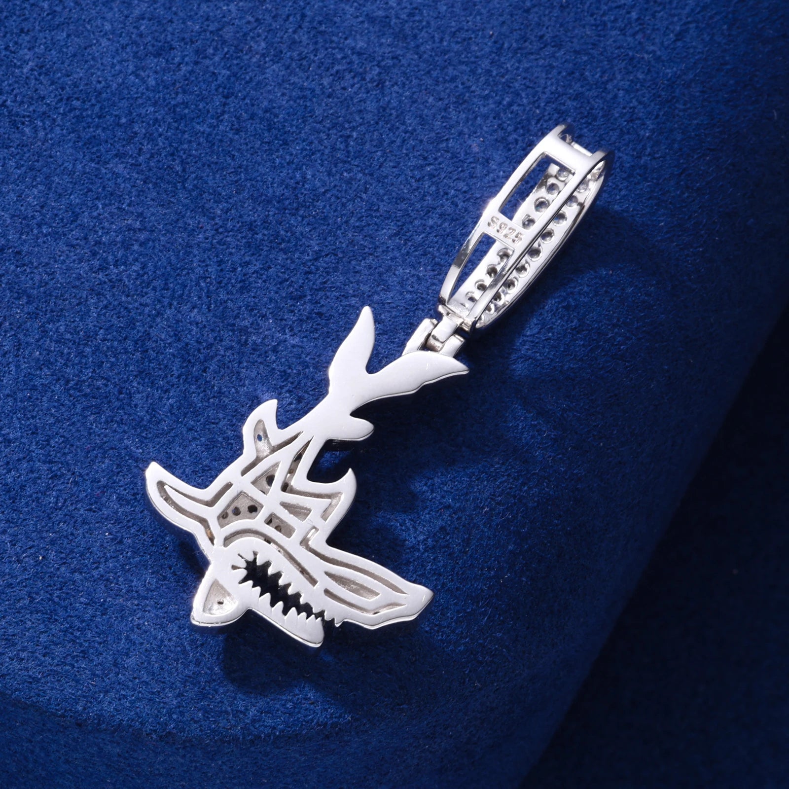 Shark Out Of Water | 925 Solid Silver Moissanite Diamond Shark Attack Hip Hop Pendant