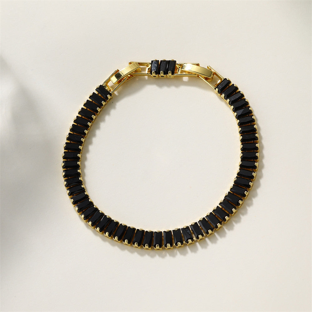 The Double Clasp | 6mm 18k Gold Solid No Fade Stainless Steel Baguette Bracelet