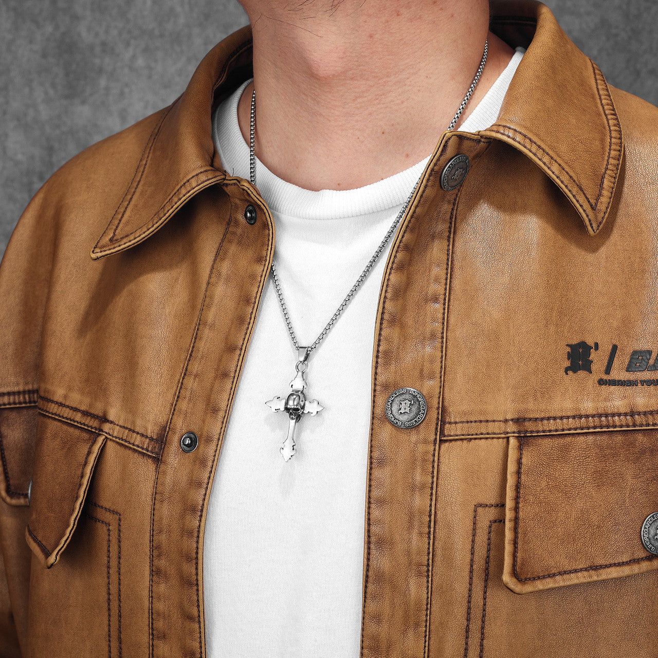 Skull Cross | 316L No Fade Fleur De Lis Skull Cross Street Style Hip Hop Pendant