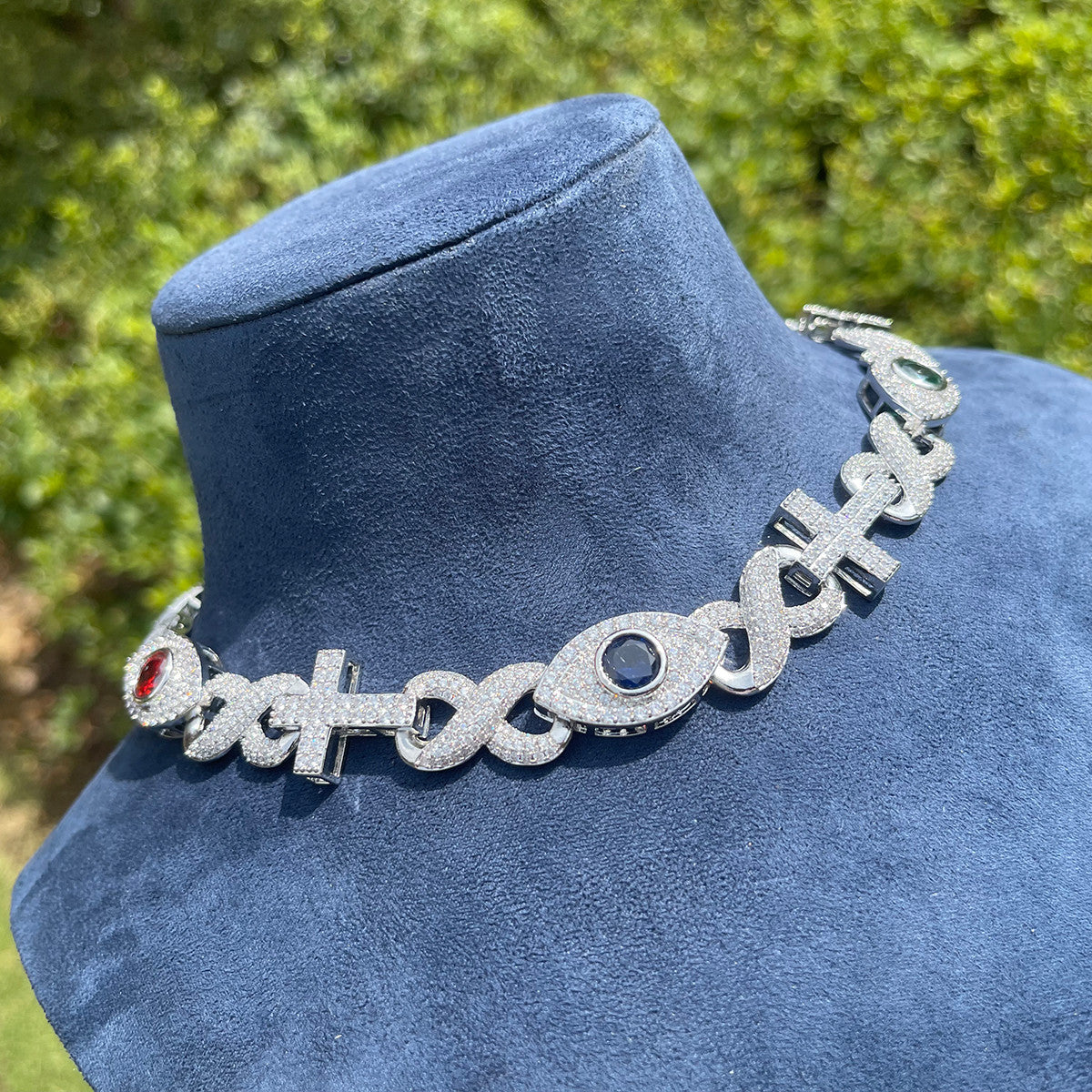 Good VS Evil | Evil Eye Infinity Cross Cuban Link Hip Hop Chain Necklace