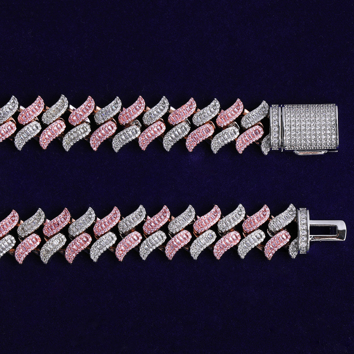 Stash House | Two Tone Baguette 925 Silver Rose Gold Iced Blinged Out Hot Boy Chain