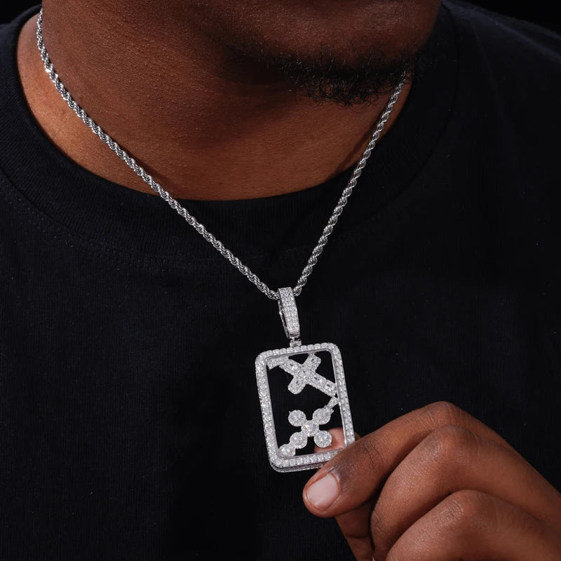 Boxed Double Cross | 925 Sterling Silver Moissanite Iced Blinged Out Cross Pendant