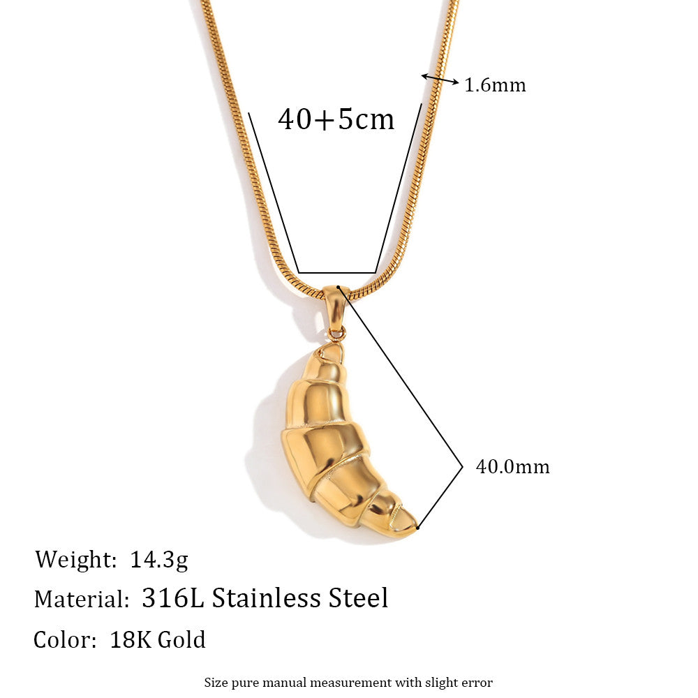 18k Gold Waterproof Stainless Steel Bull Horn Pendant Fine Snake Chain Necklace
