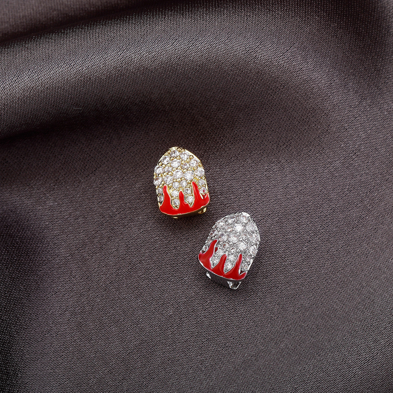 Fire Flame Grill | VVS Diamond CZ Iced Blinged Out Red Drip Teeth Tooth Grillz