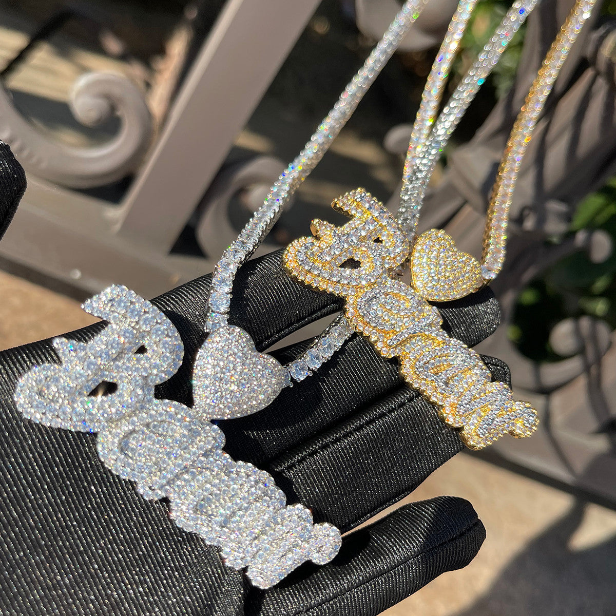 Majestic Heart | Cluster Stone VVS Diamond Ice Custom Made Name Necklace
