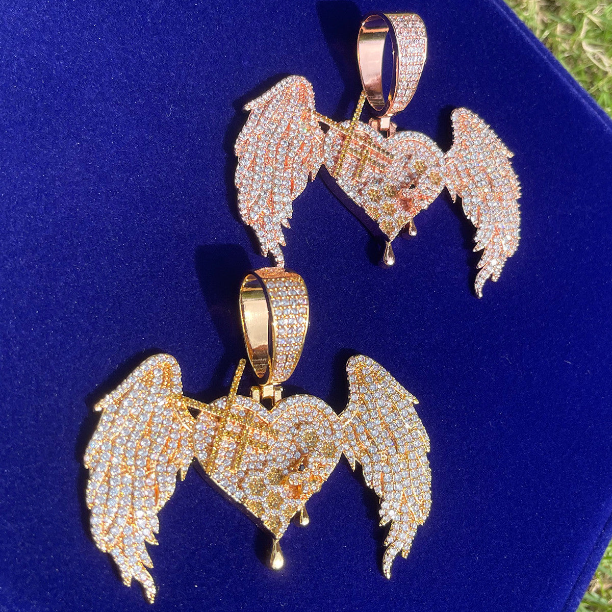 The SweetHeart | VVS Diamond CZ Honey Bee Drip Winged Heart Designer Necklace
