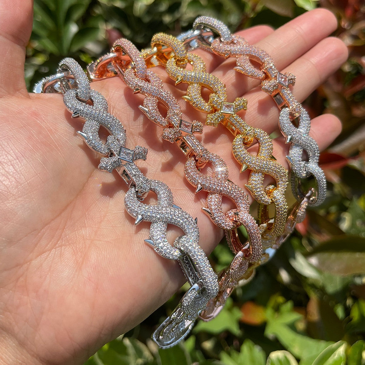 Infinity Spike II | Mens Cross Center Stone VVS Diamond CZ Hip Hop Chain Bracelets