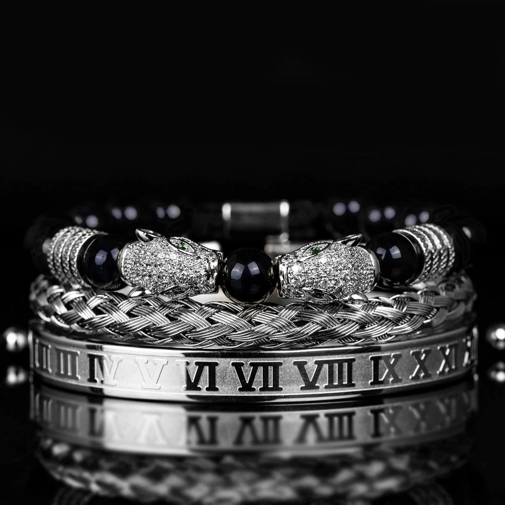 Double Leopard | Natural Stone VVS Diamond CZ Sigma Male Hip Hop Bracelets
