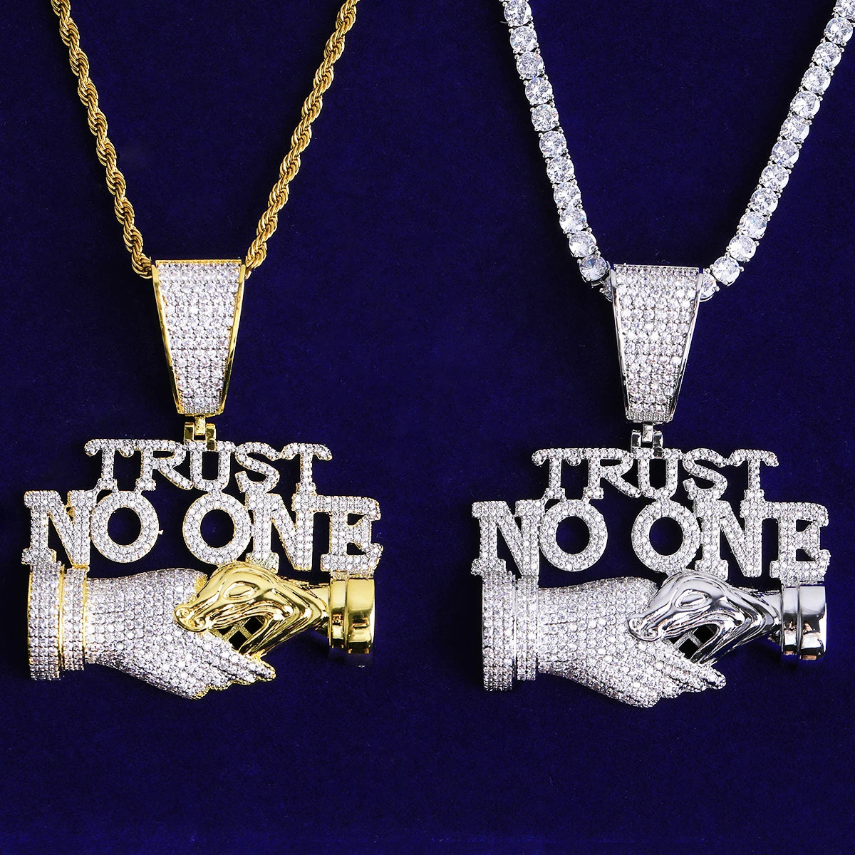 Trust No One | Iced Blinged Out VVS Diamond CZ Trust No One Hip Hop Pendant