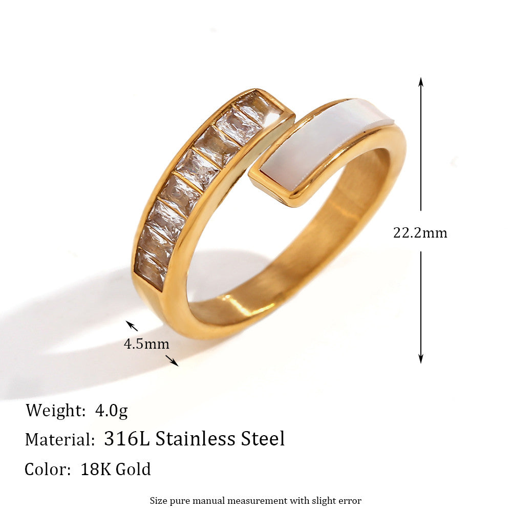Waterproof Solid Stainless Steel 18k Gold Hollow Round CZ Micro Pave Rings Collection