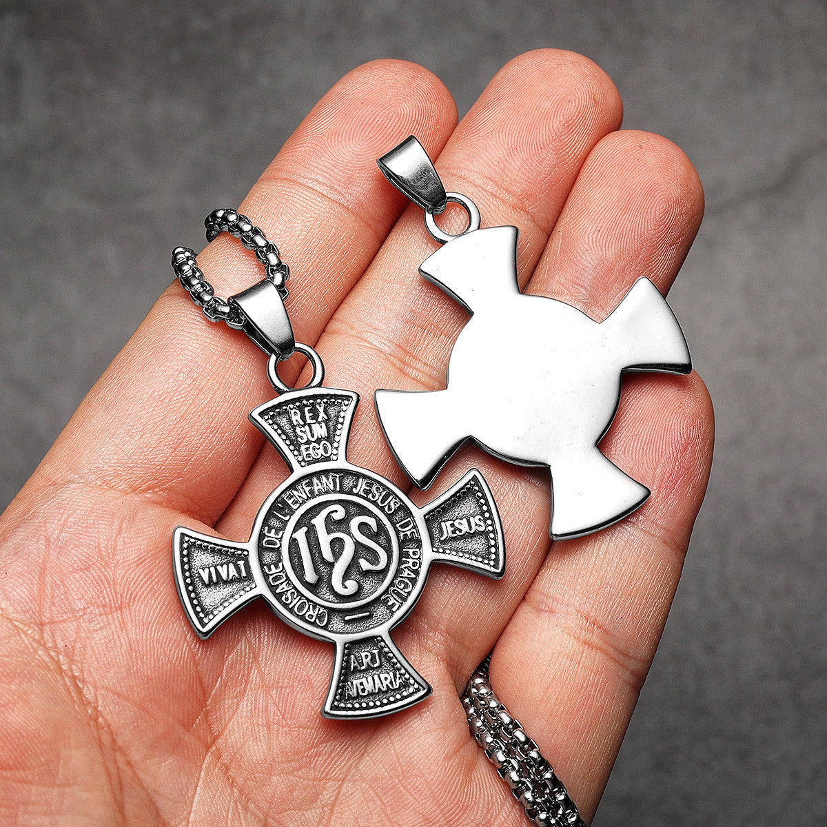 King I Am | Solid Stainless Steel JESUS Cross No Fade Street Wear Christian Pendant