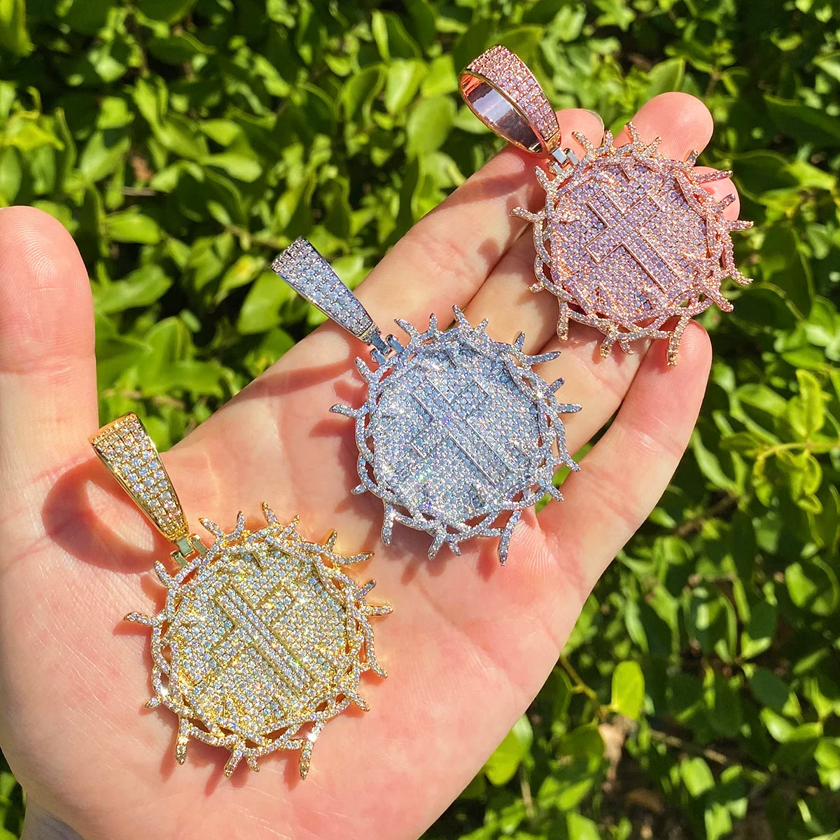 Shield Of Thorns | VVS Diamond CZ Iced Blinged Out Shield Cross Hip Hop Pendant