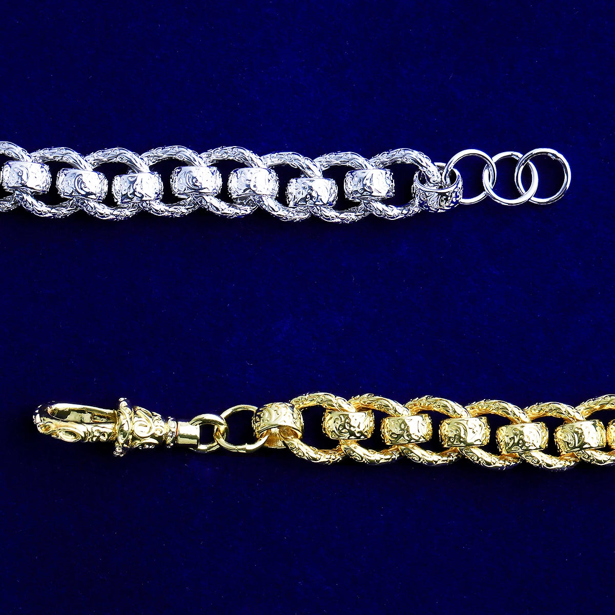 Ring Roller | Detailed Carved 20MM Ring Roller Rolo Link Belcher Clasp Hip Hop Bracelet