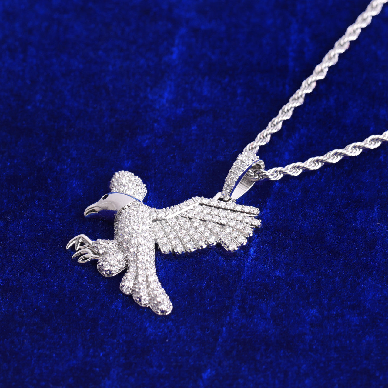 Crowned Majesty | Gold Silver Rose Soaring Eagle VVS Diamond CZ Hip Hop Pendant