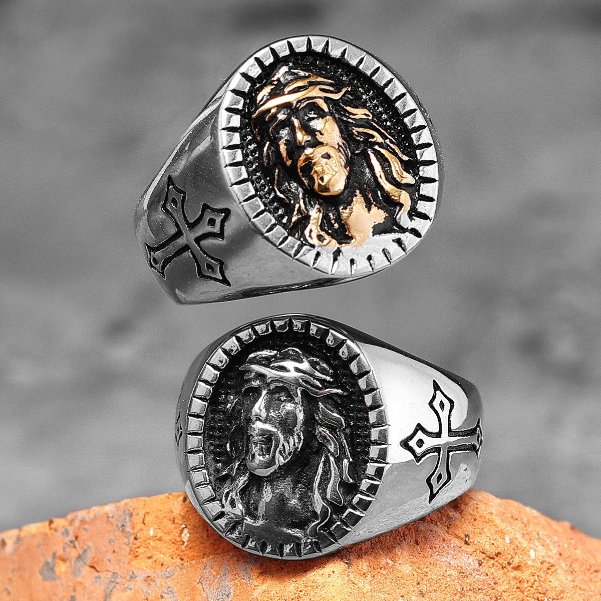 The Holy One | 14k Gold Accent God Jesus Face Spiritual Street Wear Rings