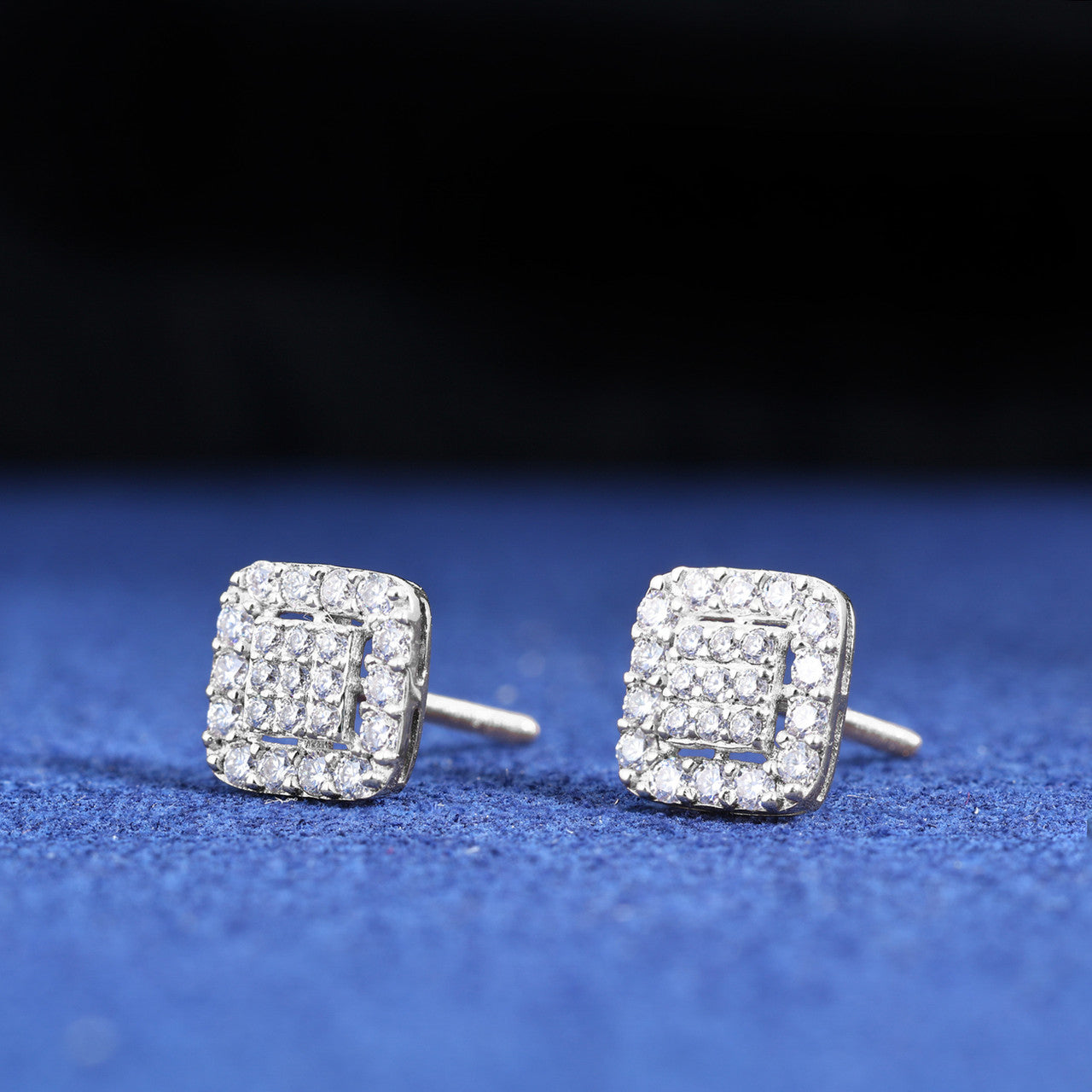 10K White Gold Moissanite Diamond Solid Sterling Silver Hip Hop Earrings