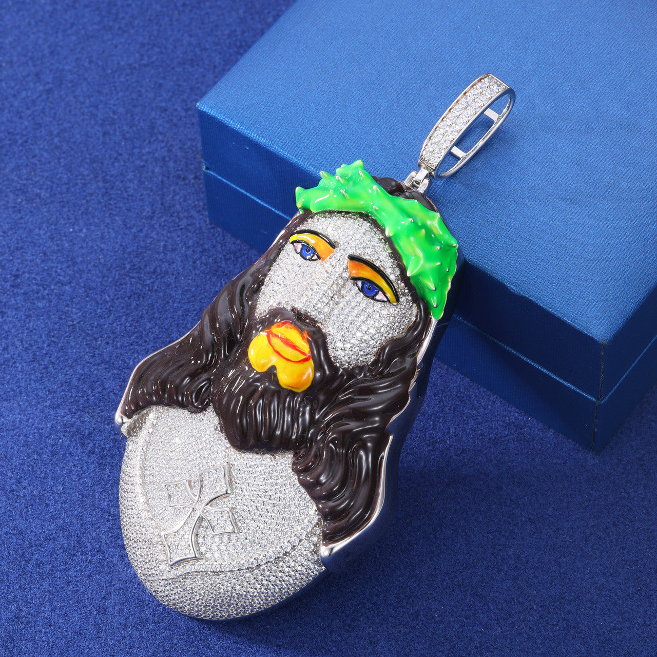 4K Jesus | Sterling Silver Luxury D VVS Moisasnite Diamond Enamel Jesus Piece Hip Hop Pendant