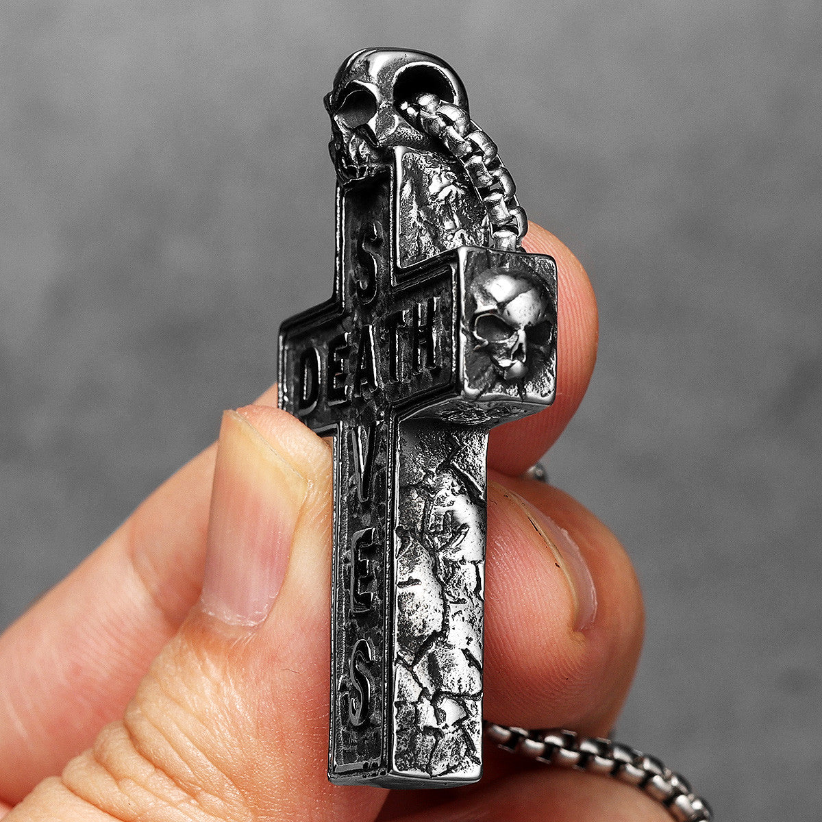 Death Saves | 316L No Fade Stainless Steel Street Wear Hip Hop Skull Cross Pendant Chain