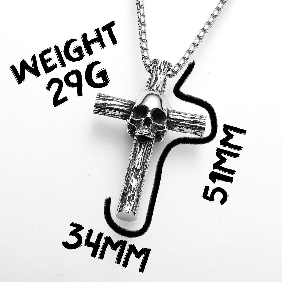Unique Skull Cross | 316L No Fade Stainless Steel Hip Hop Streetwear Biker Cross Pendant