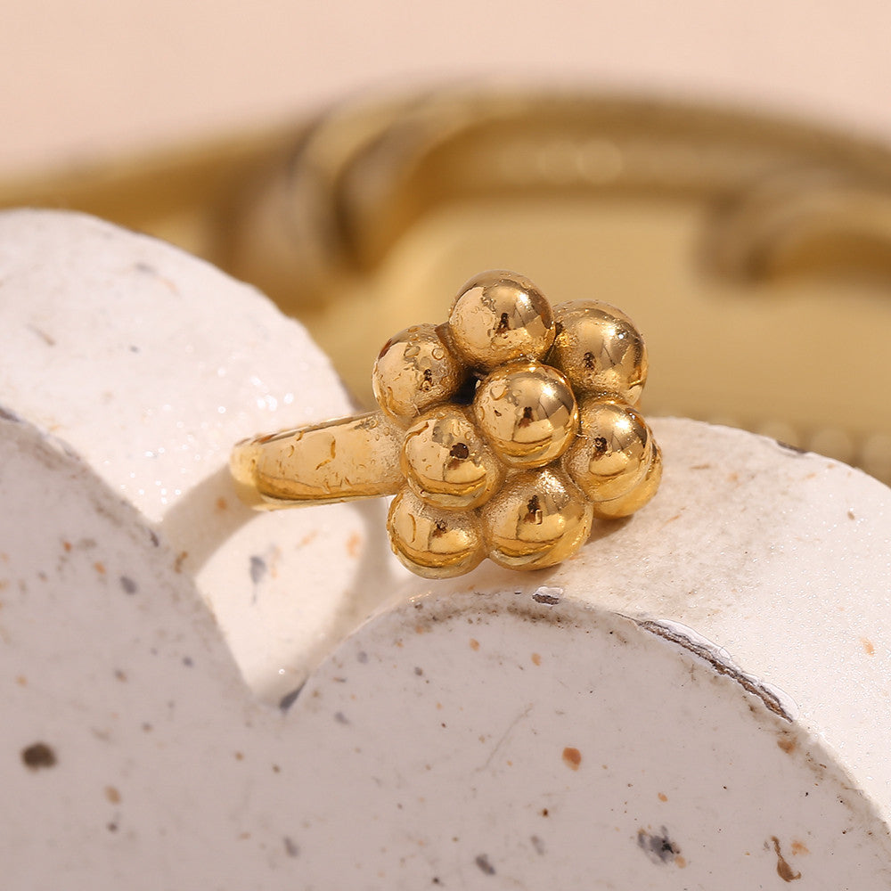 18k Gold Round Bubble Stainless Steel Water Resistant Bubbly Personality Jewelry