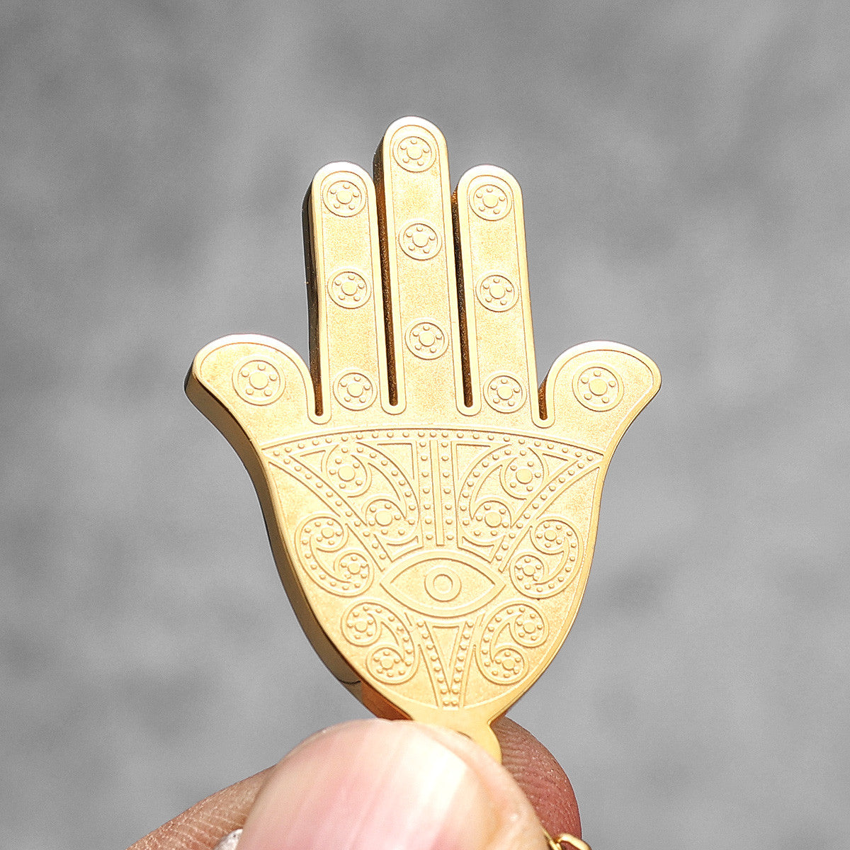 Hand of Fatima | Hamsa Hand 14k Gold Over Solid No Fade Stainless Steel Hip Hop Pendant