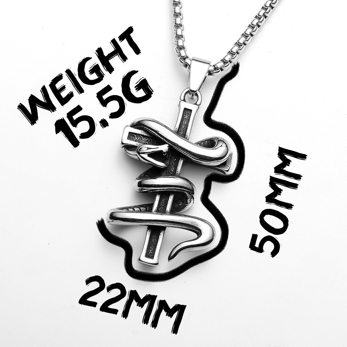 Snake Cross | Solid Stainless Steel Artistic Styling Serpent Cross Street Wear Pendant