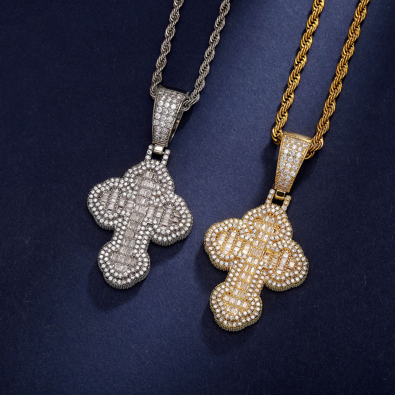 Shattered Ice | Mens Iced Baguette 5A Simulate Diamond Cross Hip Hop Pendant