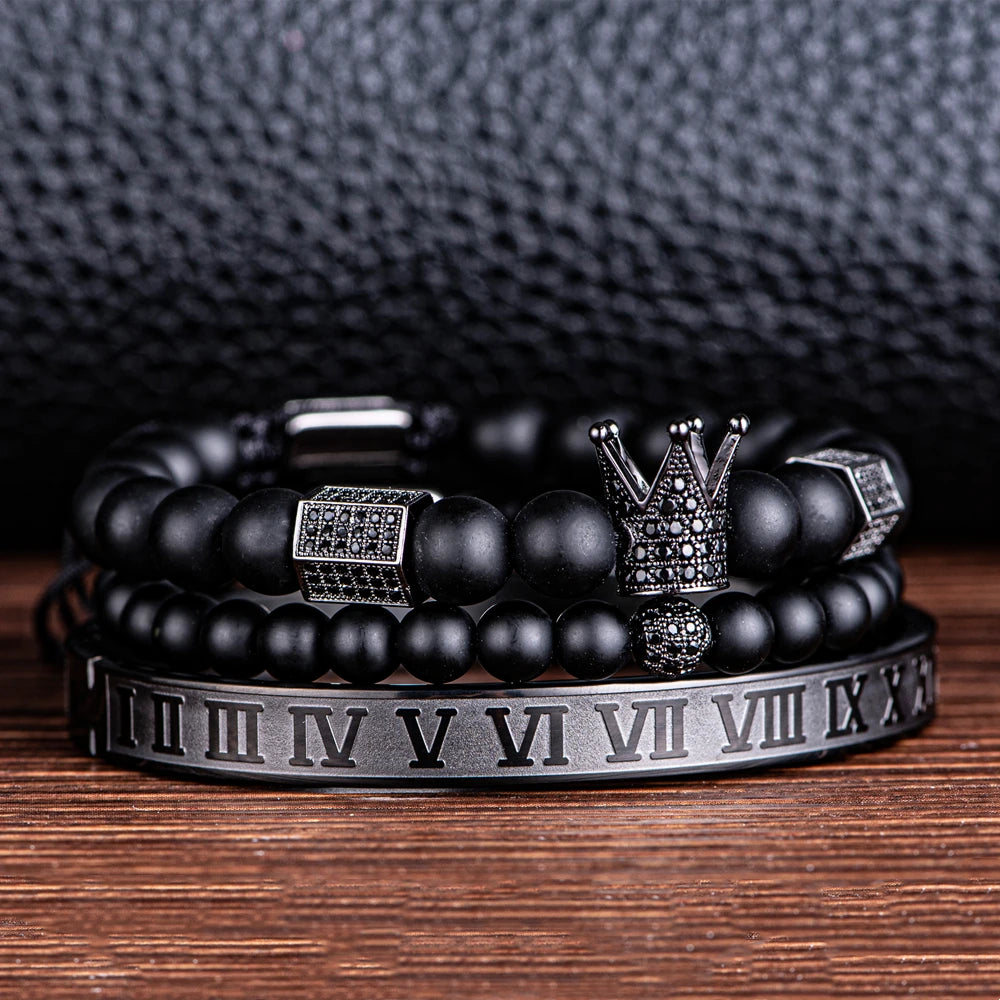 The Untouchable | VVS Diamond CZ Crown Luxury 3 Piece Hip Hop Bracelet Set