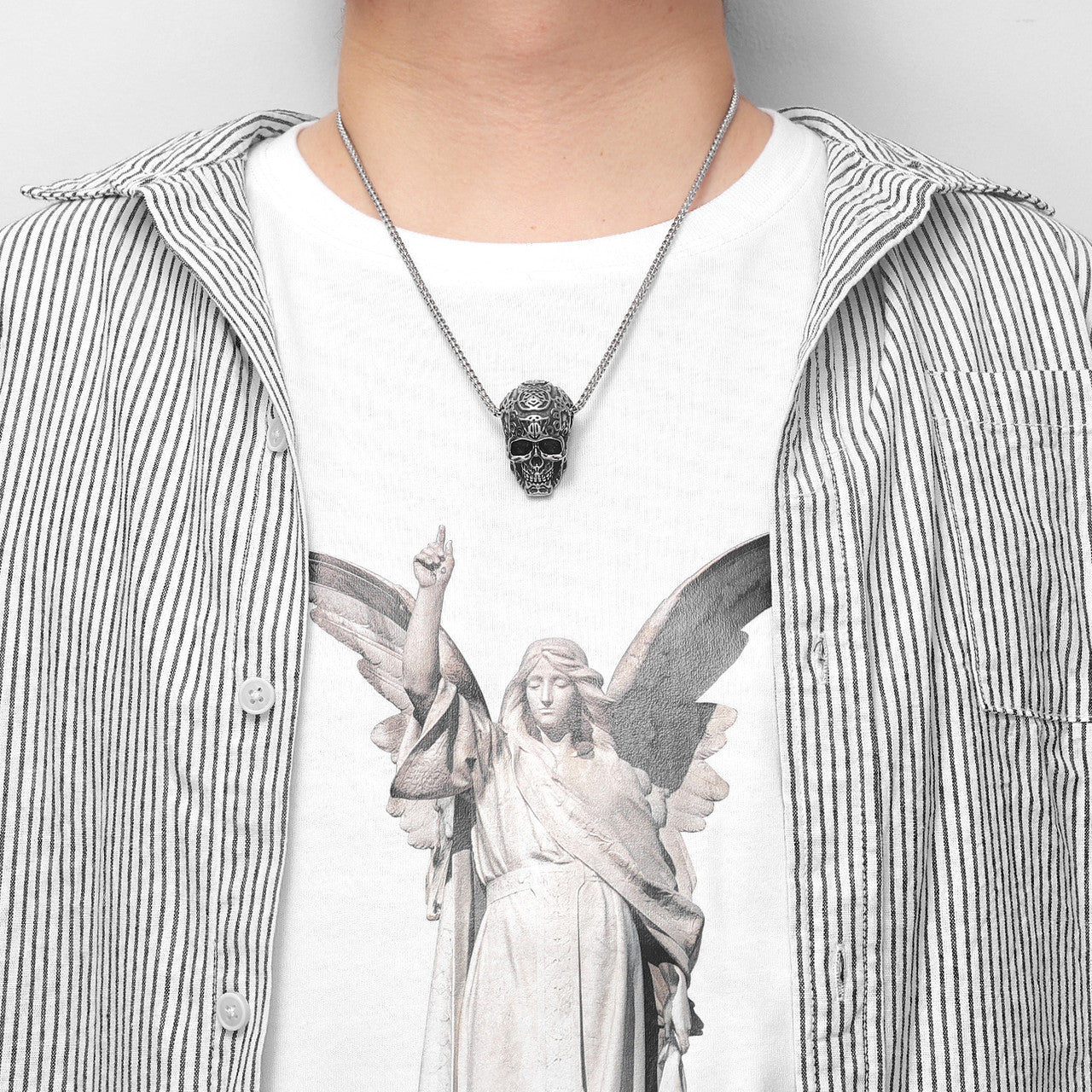 Carved Skull | No Fade Solid Stainless Steel Street Style Pendant Chain Necklace