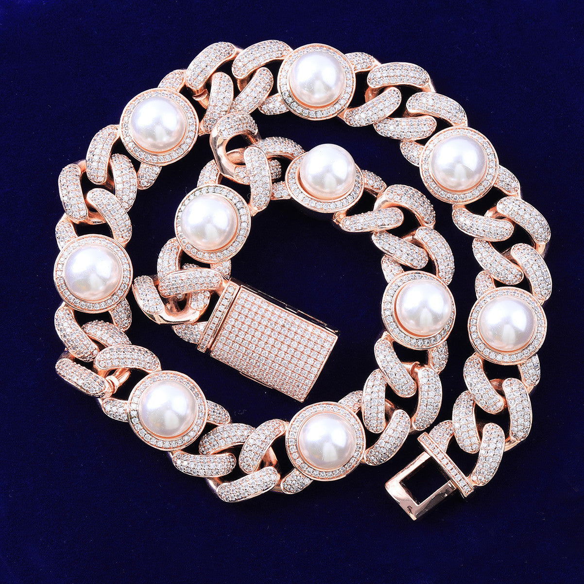 The Cuban Pearl | Hip Hop 24k 925 Silver Rose Gold Designer Chain Necklace