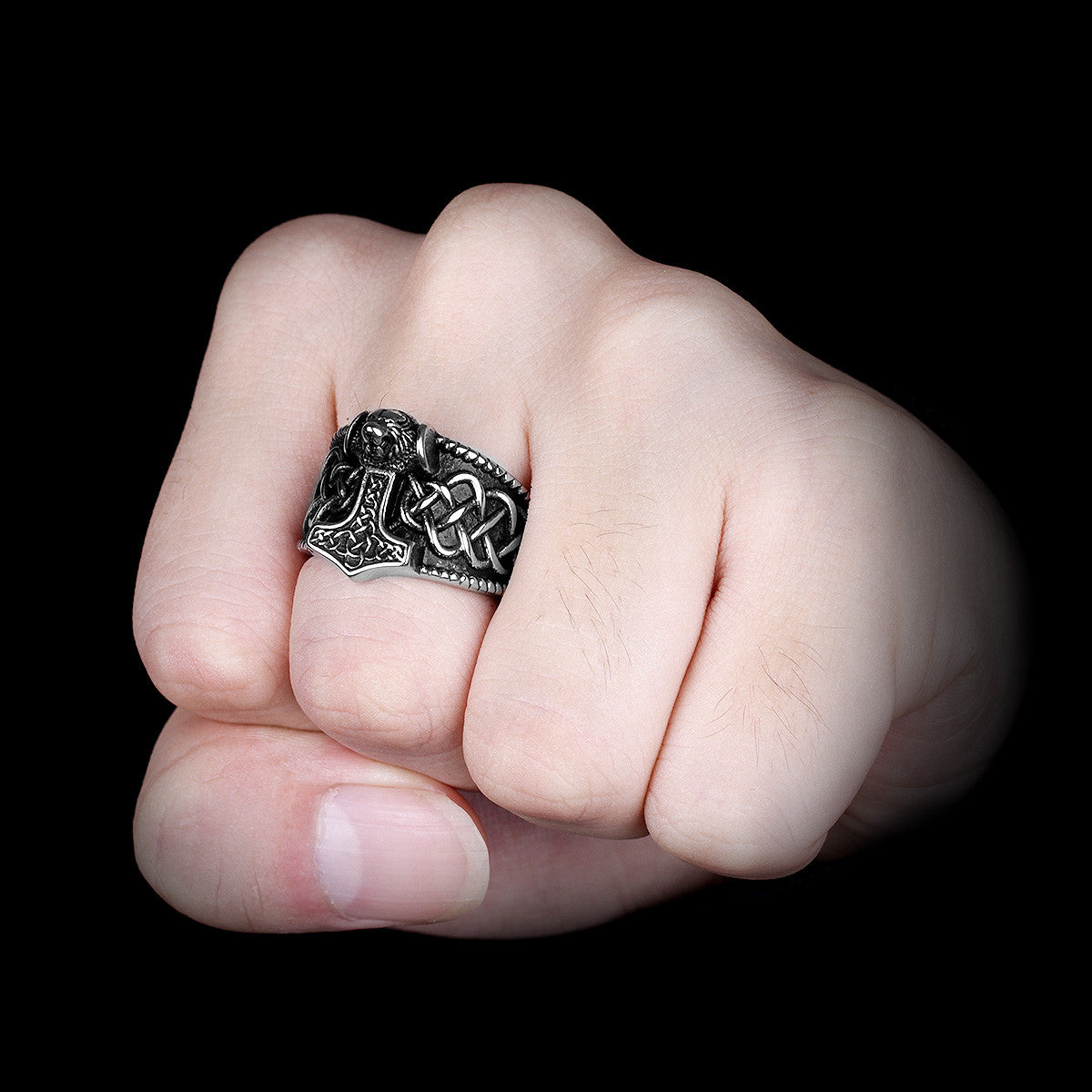 Hammer Of Thor | 316L Solid Stainless Steel Men Mythological Rings