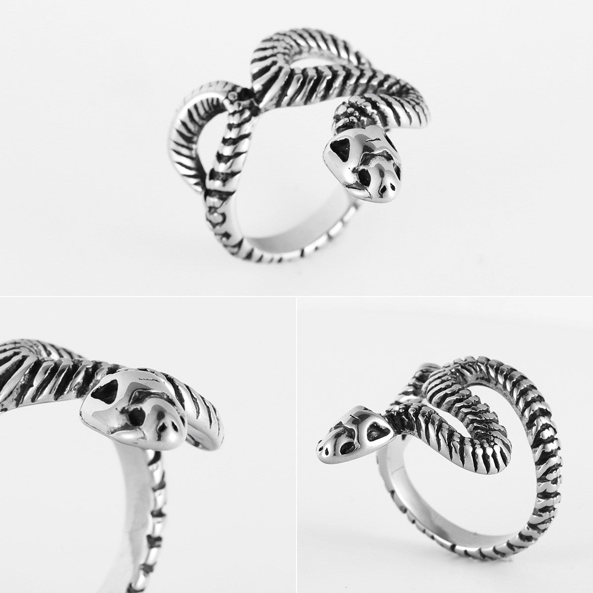 The Mamba | 316L Solid No Fade Stainless Steel Snake Bone Street Style Rings