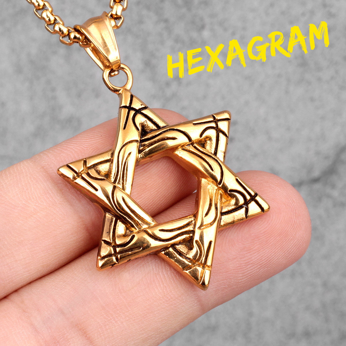 Judaism Hexagram | 14k Gold Over No Fade Stainless Steel Star Of David Spiritual Pendant