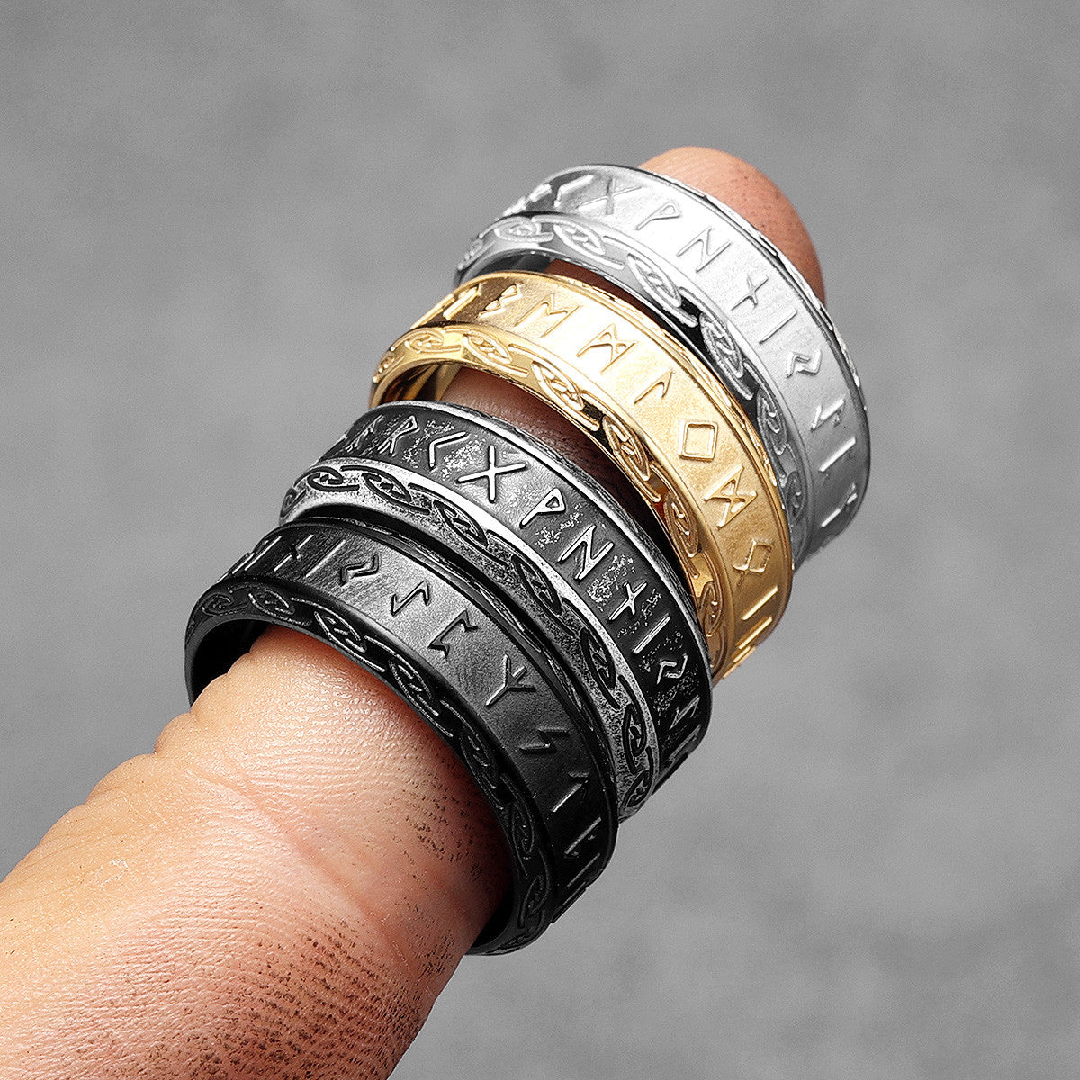Viking Runes | No Fade Solid Stainless Steel Viking Mythology Street Wear Rings