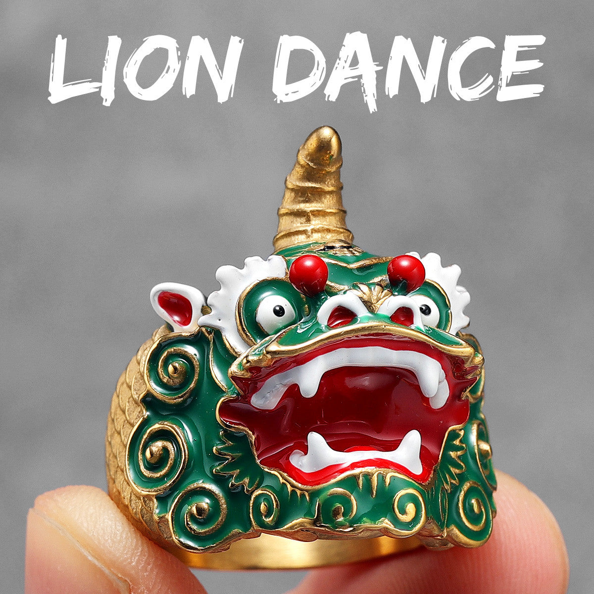 Chinese Lion Dance | 316L Solid No Fade Stainless Steel Unique Cultural Men Rings