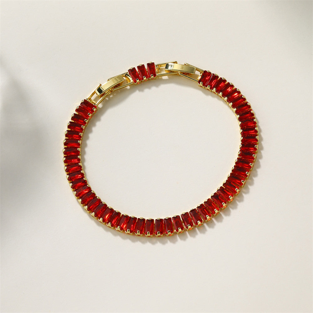 The Double Clasp | 6mm 18k Gold Solid No Fade Stainless Steel Baguette Bracelet