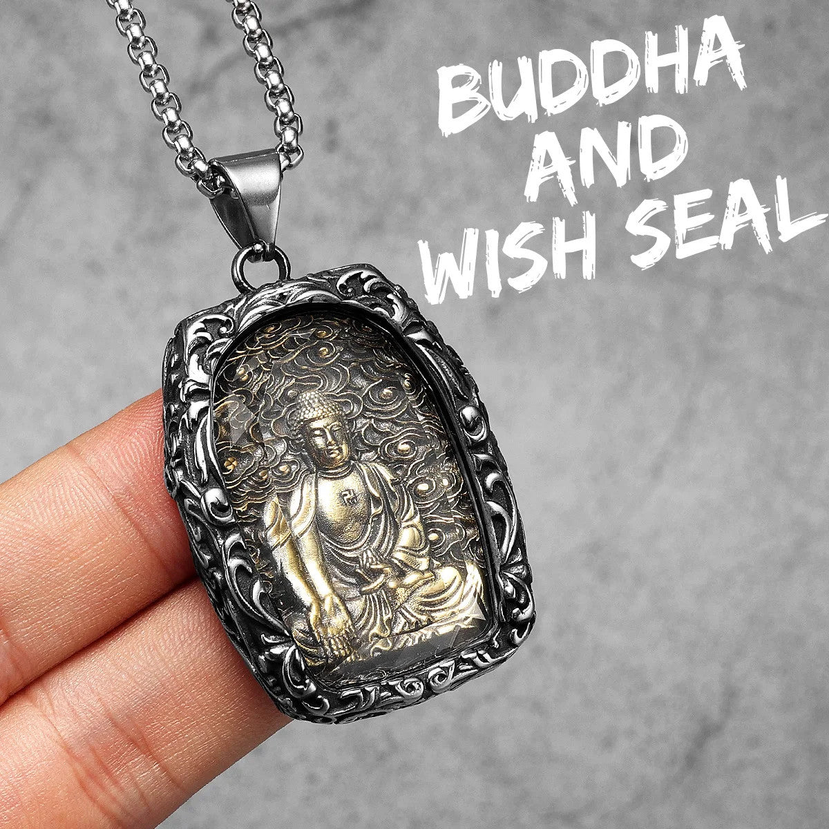 Buddhism Buddha Collection | 316L Stainless Steel Glass Amulet Spiritual Pendant