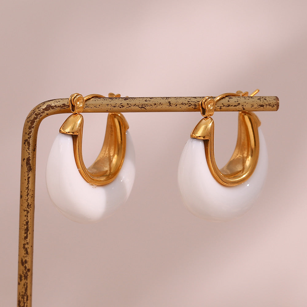 316L Silver Stainless Steel 18k Gold Tarnish Free Multiple Colors Acrylic Hoop Earrings