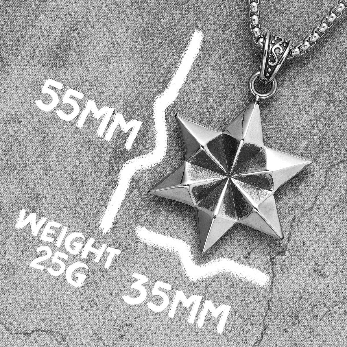 Judaism Six-pointed Star No Fade Stainless Steel Hexagram Spiritual Peace Pendant