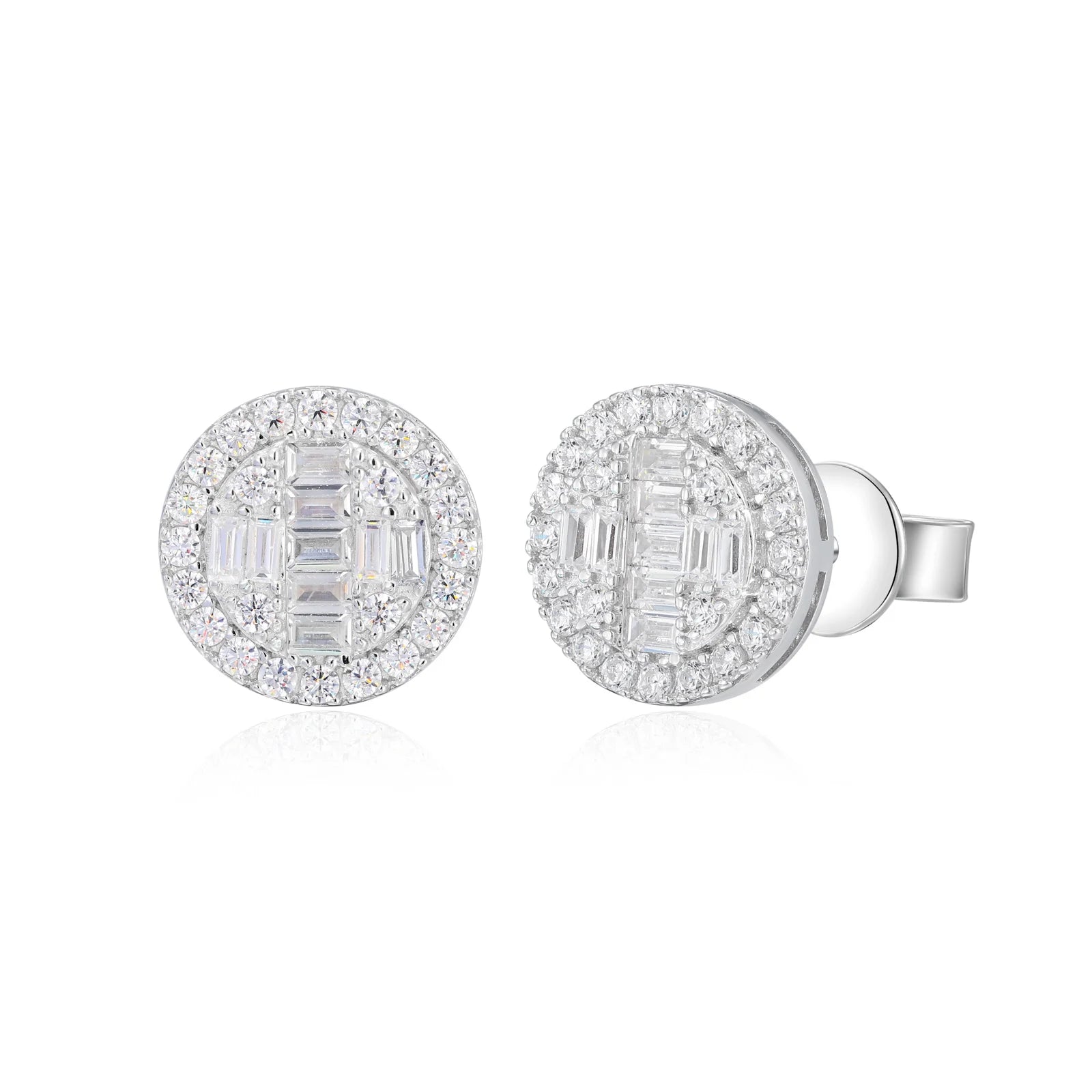 Dripped Baguette | VVS1 Moissanite Diamond Cross Stud 925 Silver Earrings